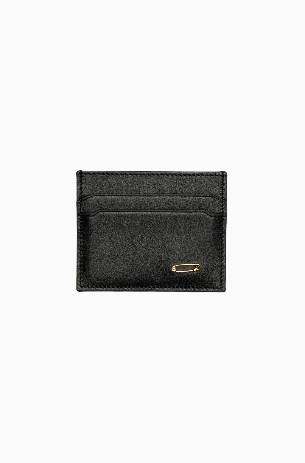 Ne'motti leather card holder with gold safety-pin detail