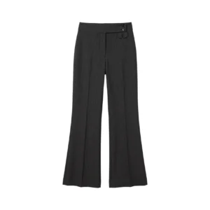 Pinstripe Wide-Leg Stretch Wool Blend Trousers